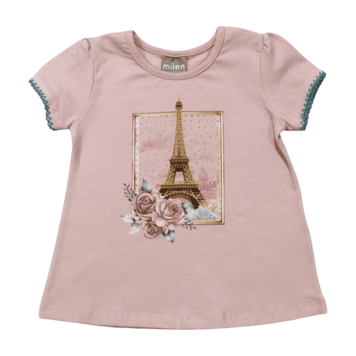 Blusa Manga Curta com Picueta Estampa Paris 2000356 – Milon