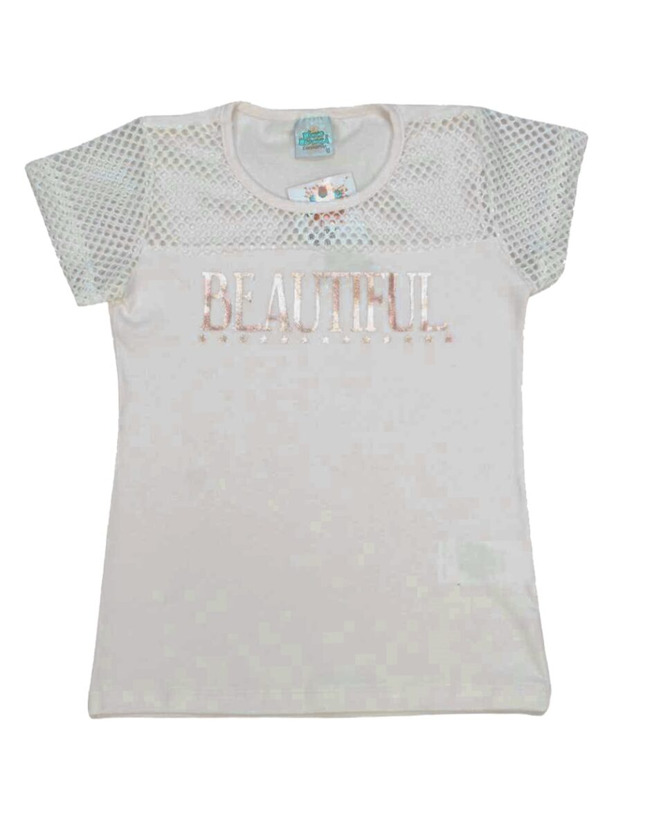 Blusa Manga Curta Estampada Beautiful com Tela 5092 – Bicho Bagunça