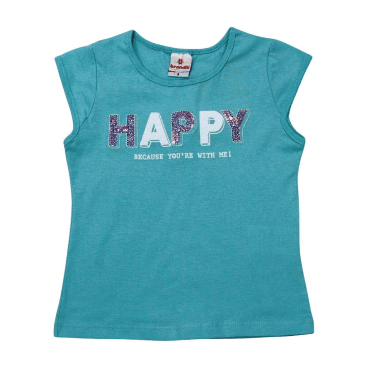 Blusa Manga Curta Happy com Paetê 26370 – Brandili