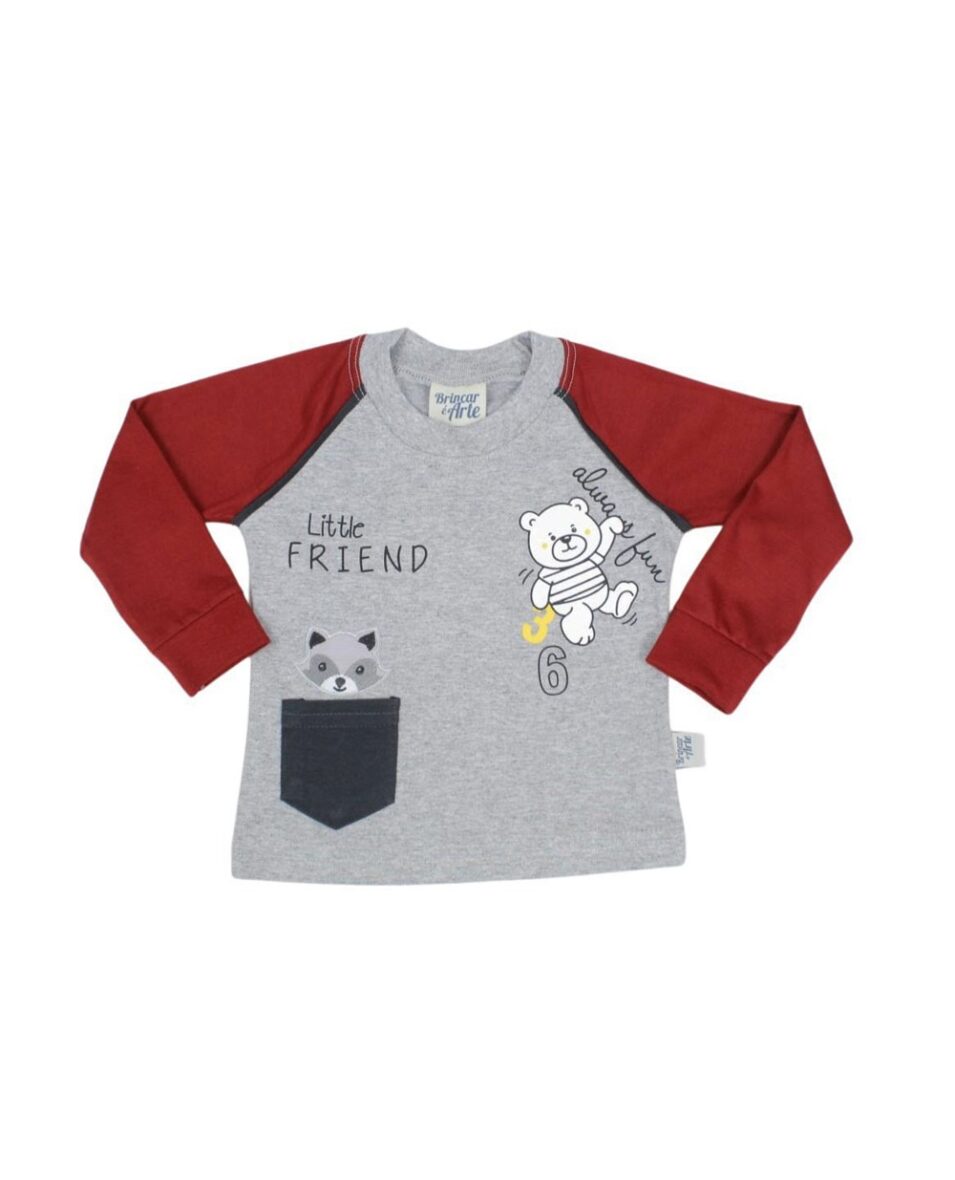 Camiseta Manga Longa Estampada Urso 6401 – Brincar é Arte