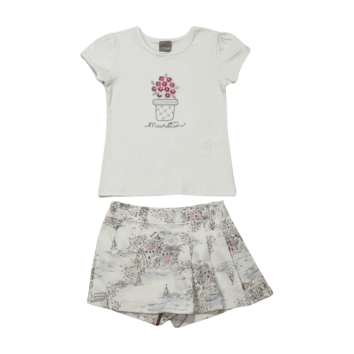 Conjunto Blusa e Shorts Saia Estampado Flores 26257 – Brandili Mundi