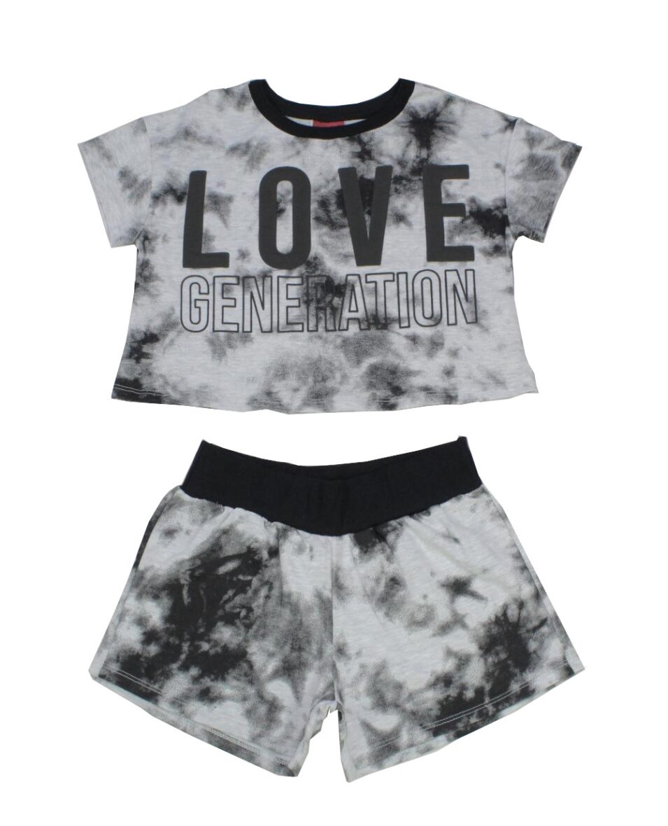 Conjunto Feminino Blusa Love e Shorts Moletinho 51539 – Amora