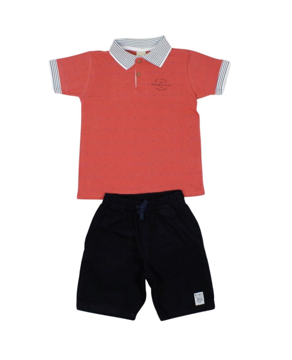 Conjunto Polo Piquet com Listras e Bermuda Sarja 172580 – Colorittá