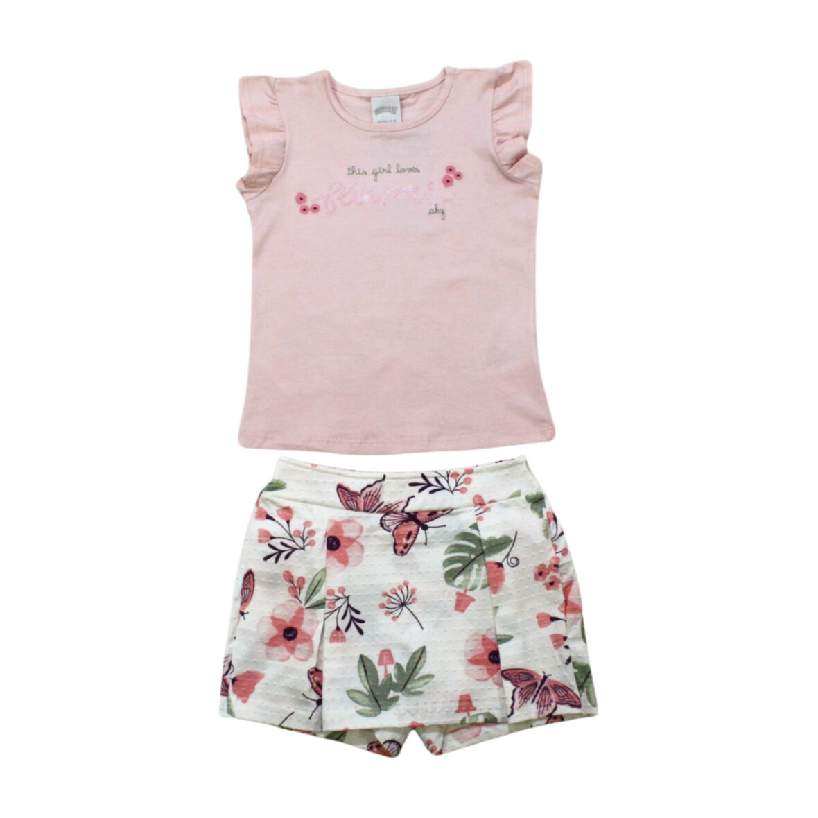 Conjunto Feminino Blusa Bordado em Lantejoulas Flowers e Shorts 67951 – Alakazoo