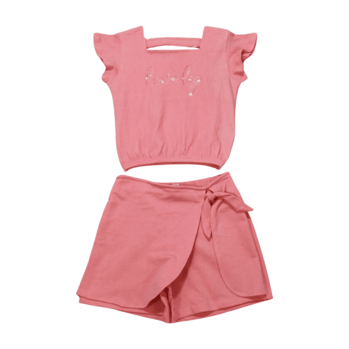 Conjunto Feminino Blusa Bordado Lovely Lantejoulas e Shorts Saia 27837 – Angerô