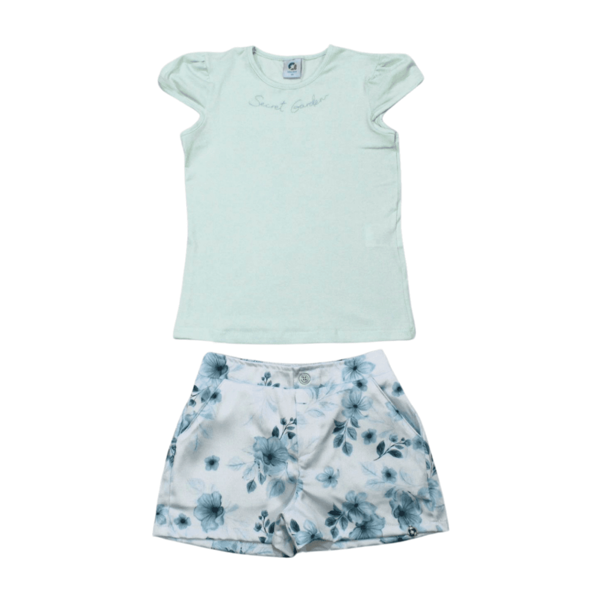 Conjunto Feminino Blusa e Shorts Cetim Estampado Flores 72132 – Alenice