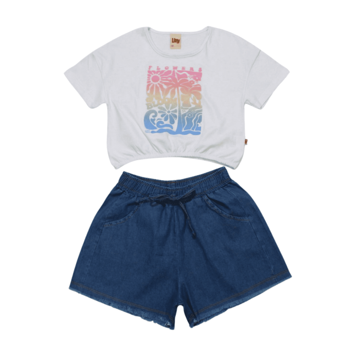 Conjunto Feminino Blusa e Shorts Jeans 8697 – Livy