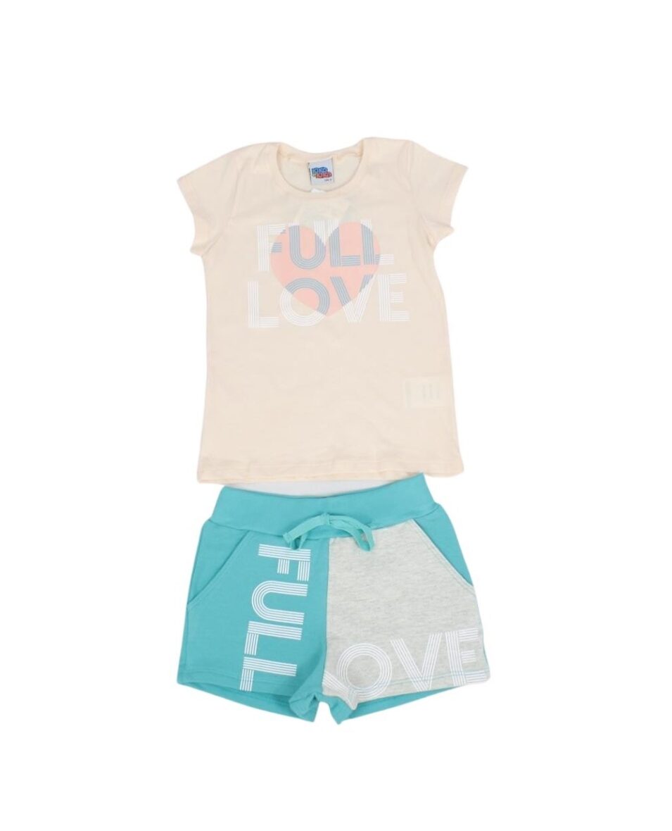 Conjunto Feminino Blusa Estampada Coração e Shorts Moletinho 7351 – Kiko