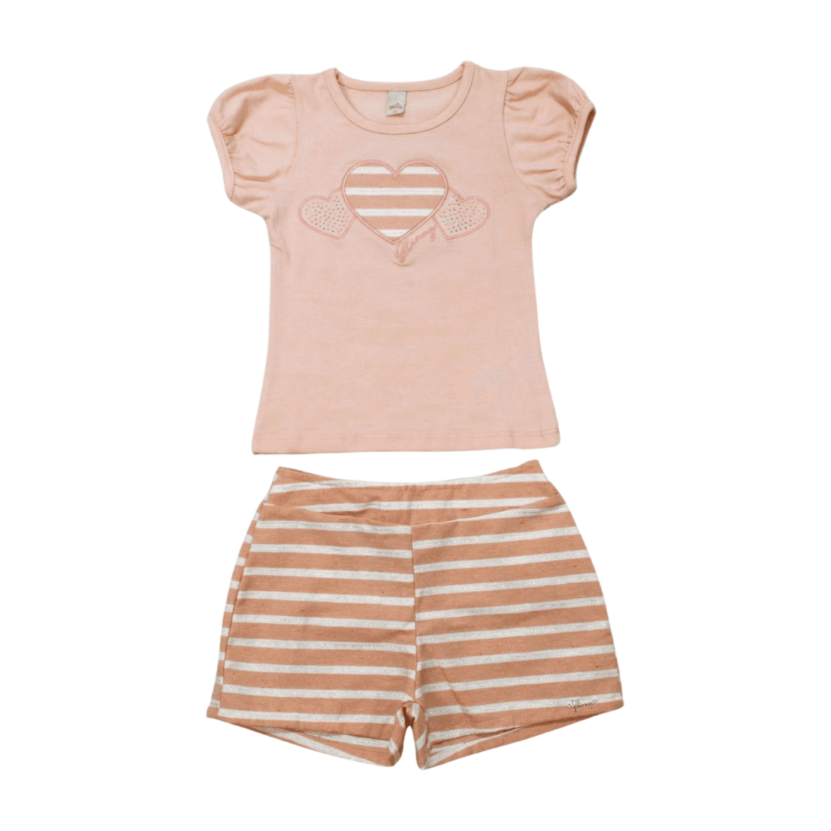 Conjunto Feminino Blusa e Shorts Listrado 21563 – Glinny