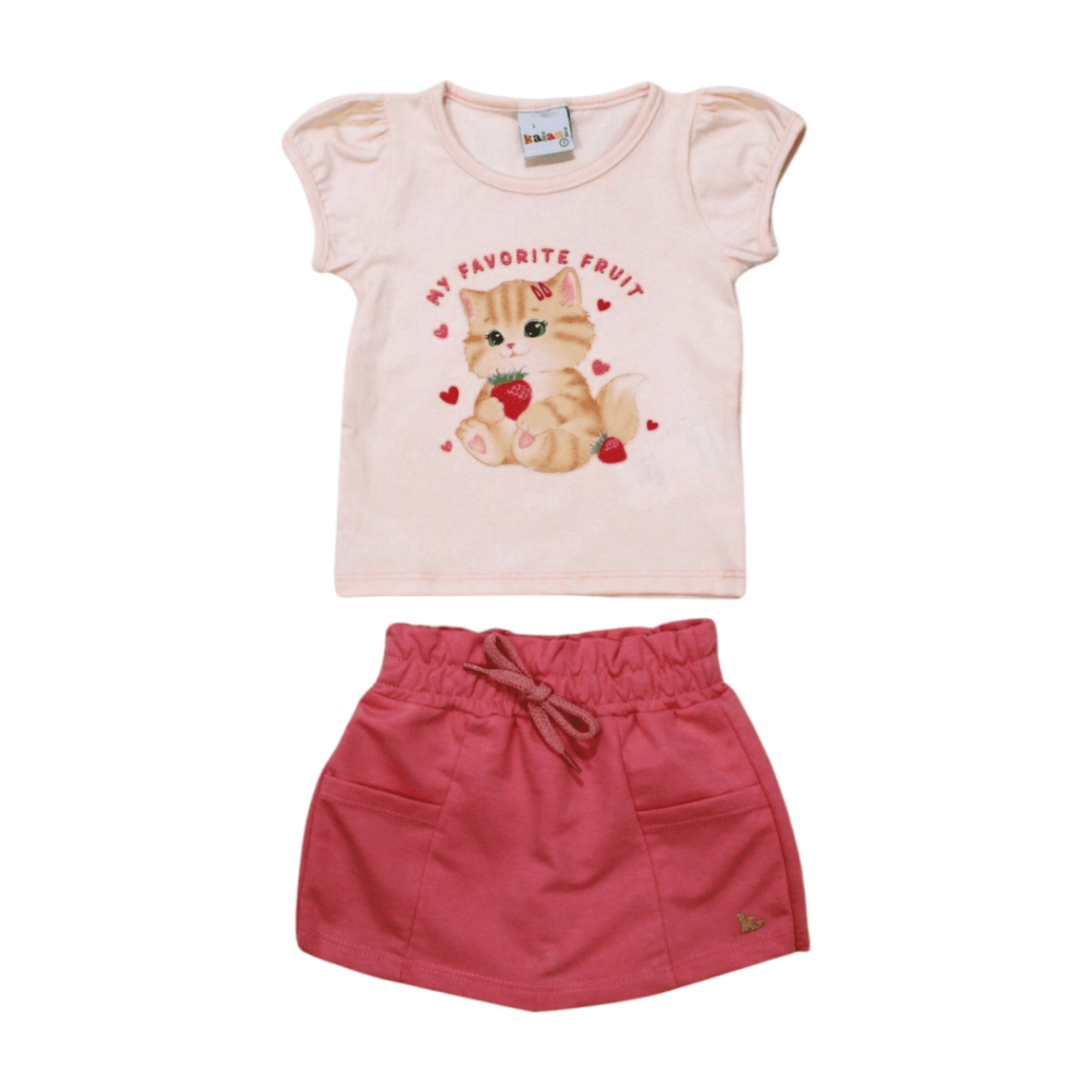 Conjunto Feminino Blusa Estampa Gatinho e Shorts 11209 – Kaiani