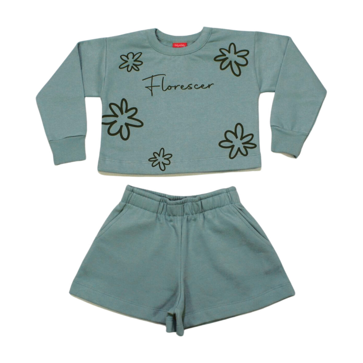 Conjunto Longo Feminino Blusa Florescer e Shorts  Moletom 60976 – Kely Kety