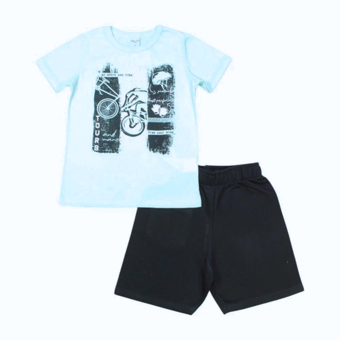 Conjunto Masculino Camiseta Estampa Bike e Bermuda Moletinho 60247 – Alenice