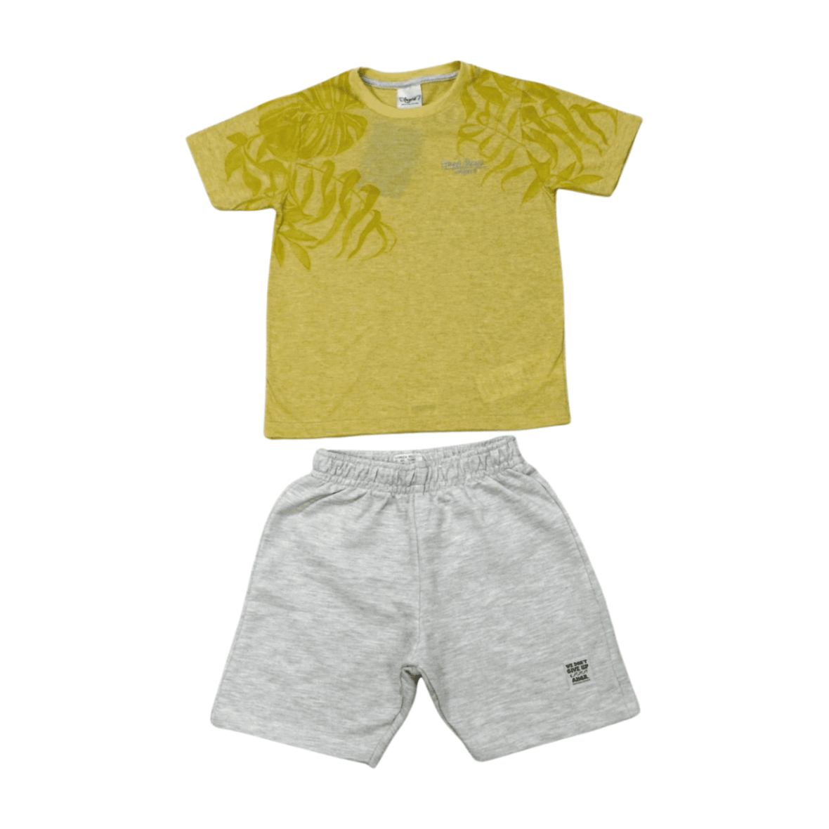 Conjunto Masculino Camiseta Estampa Folhas e Bermuda Moletinho 28665 – Angerô