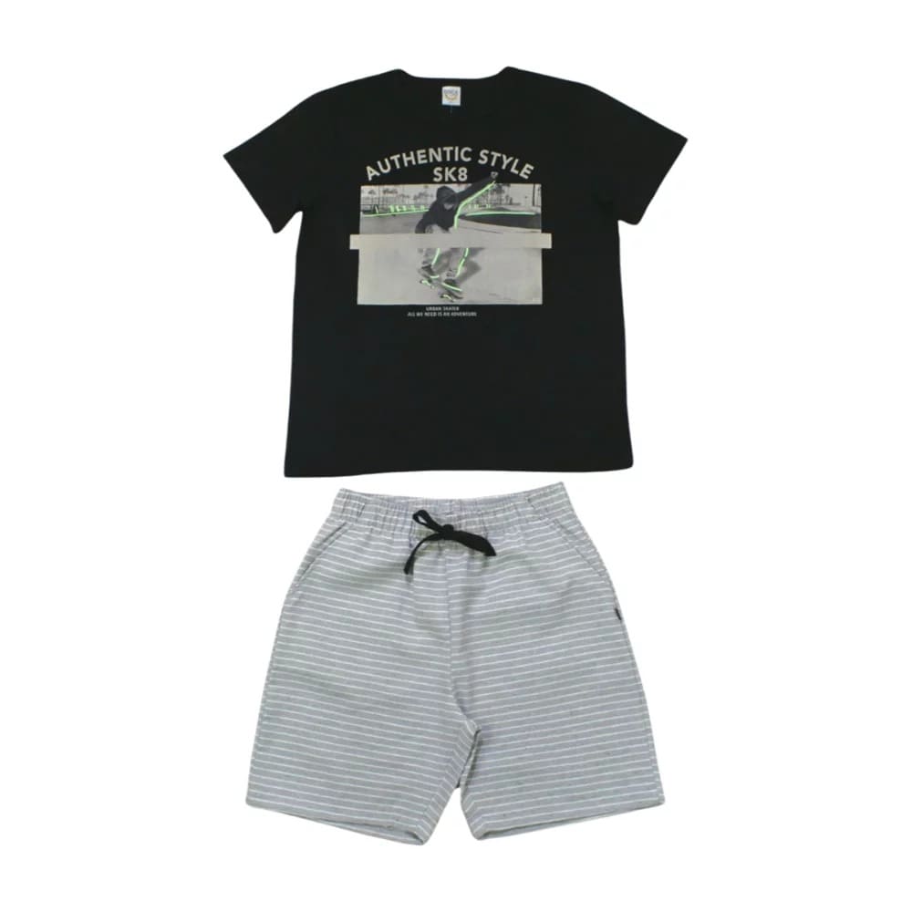 Conjunto Masculino Camiseta Estampa Style e Bermuda Sarja 46658 – Boca Grande