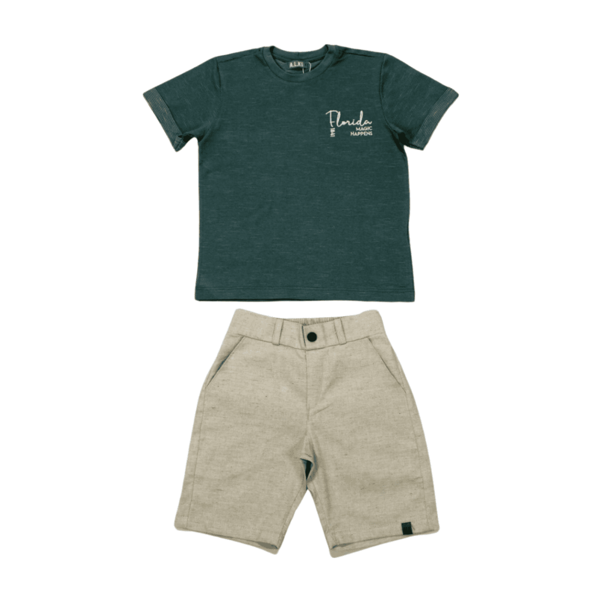 Conjunto Masculino Camiseta Florida e Bermuda Tecido 22171 – Alekids