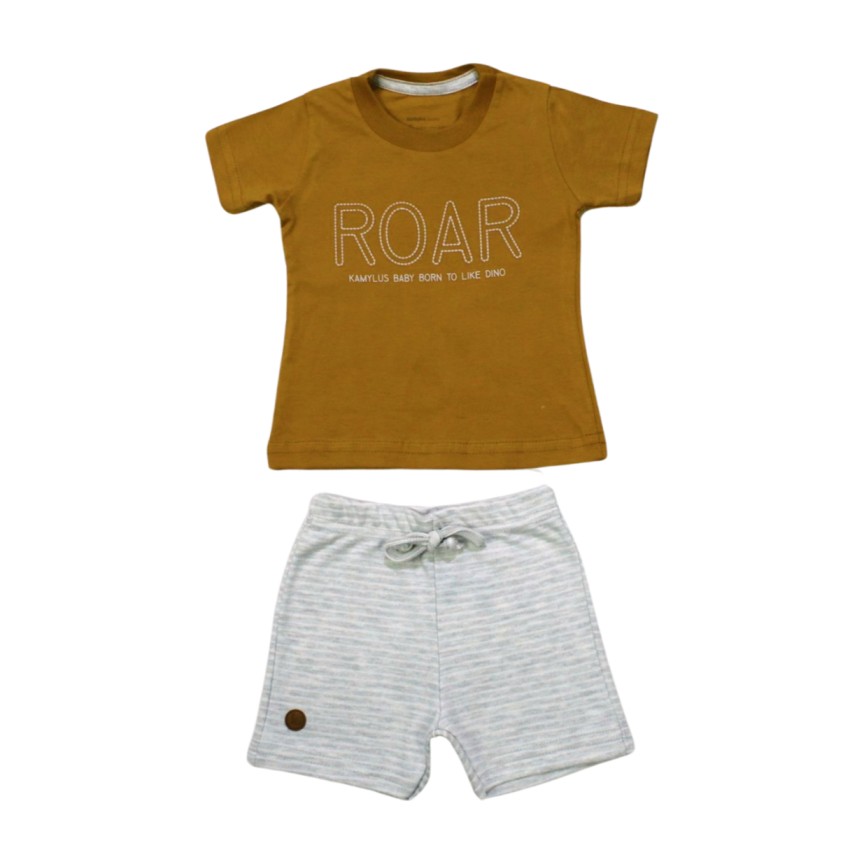 Conjunto Masculino Camiseta Roar e Bermuda Moletinho Listrada 43644 – Kamylus