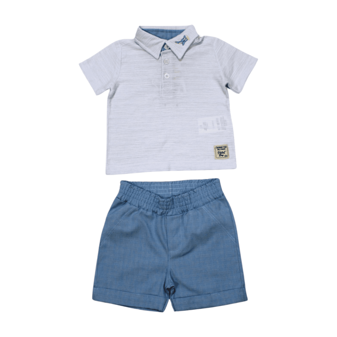 Conjunto Masculino Polo Bordada Avião e Bermuda Tecido 7153 – Perfect Boys