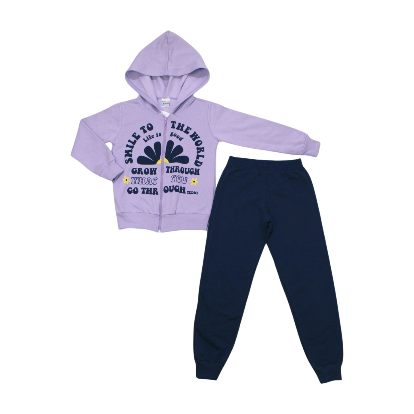 Conjunto Moletom Feminino Aberto Flor 17476 - Teddy