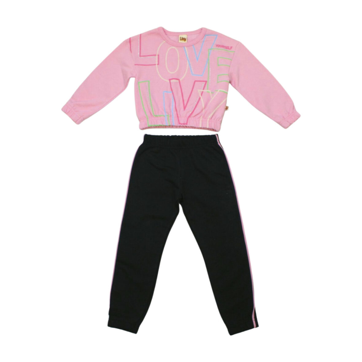 Conjunto Moletom Feminino Love com Strass 8411 – Livy