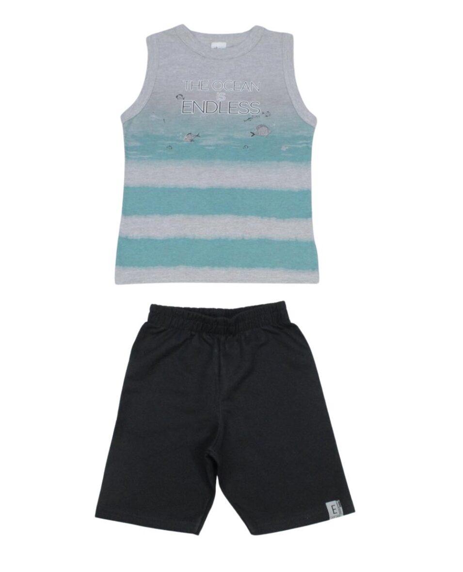 Conjunto Masculino Regata Estampada Ocean e Bermuda Moletinho 221153 – Elian