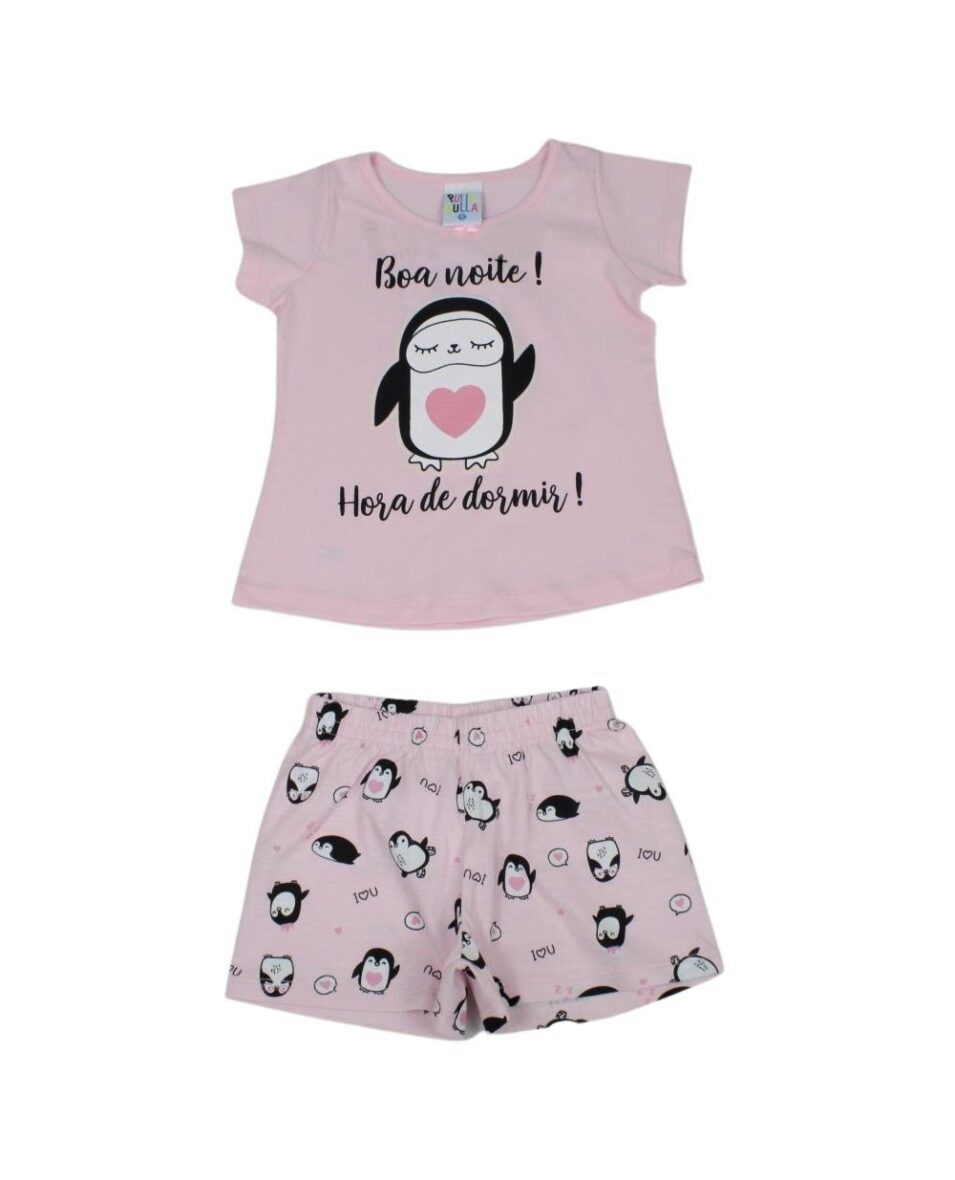 Pijama Curto Feminino Estampa Pinguim Brilha no Escuro 42600 – Pulla Bulla