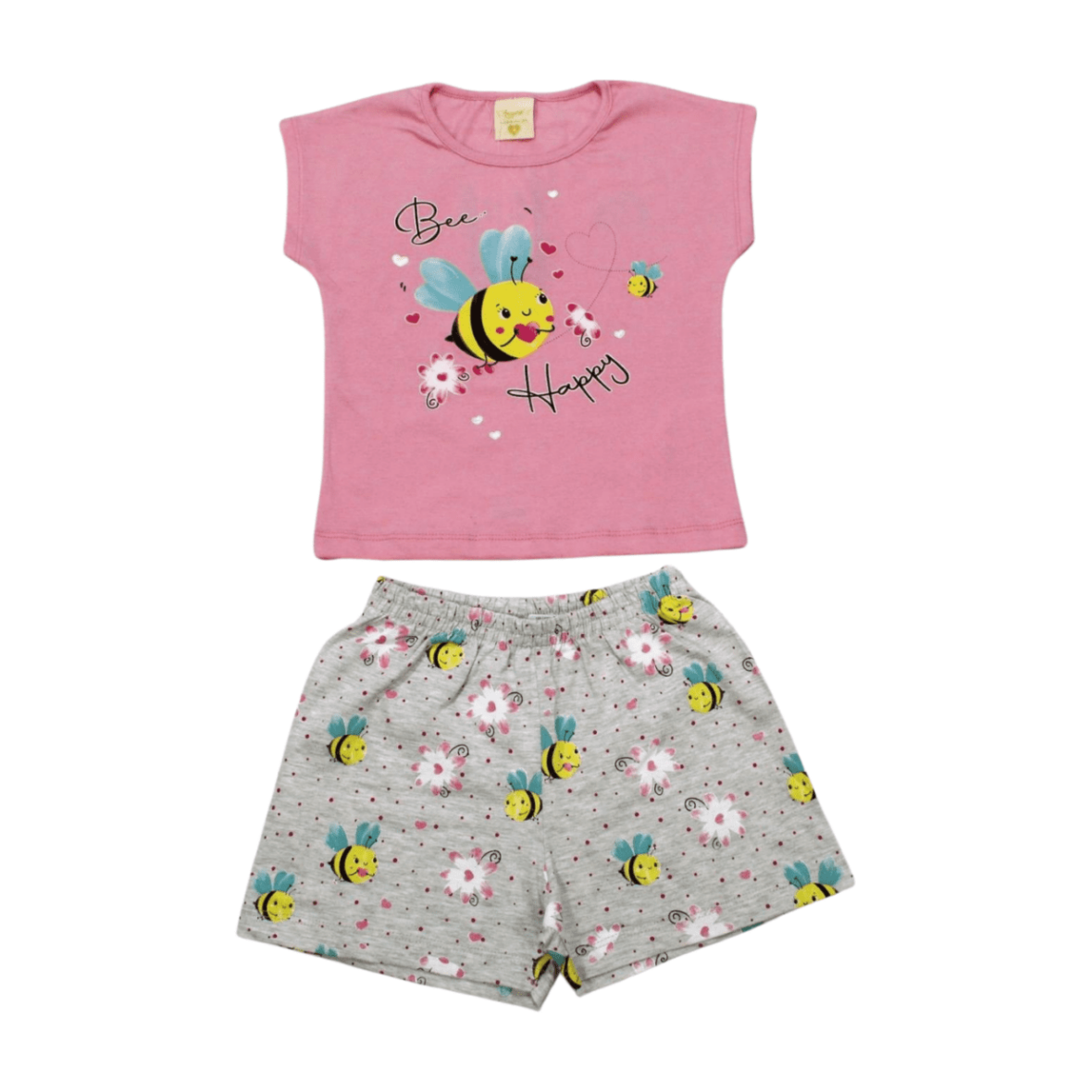 Pijama Malha Curto Feminino Abelhinha Brilha no Escuro 00021 – Angerô