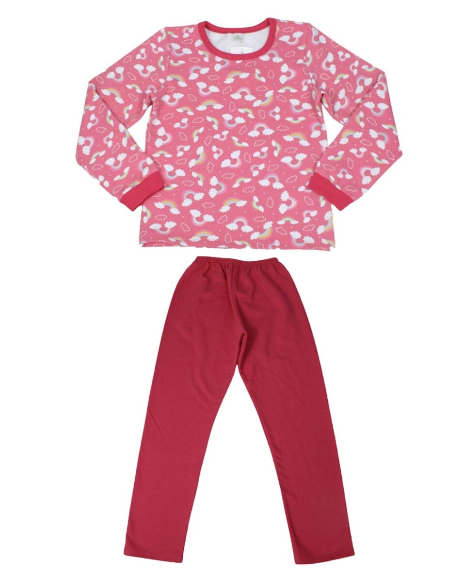 Pijama Moletom Feminino Estampado Arco Iris 9041 – Abrange