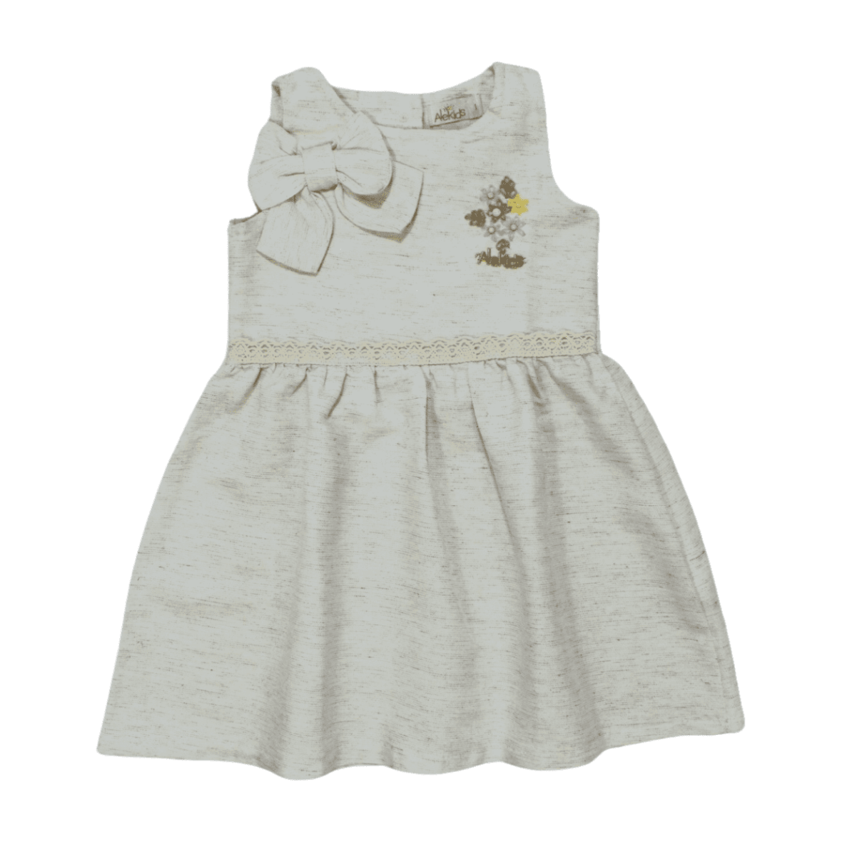 Vestido Cavado Tecido Flores Bordadas 21700A – Alekids