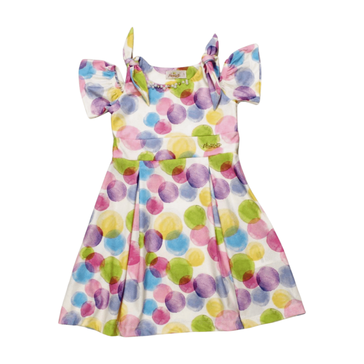 Vestido Manga com Recorte Estampado Bolas 21717A – Alekids