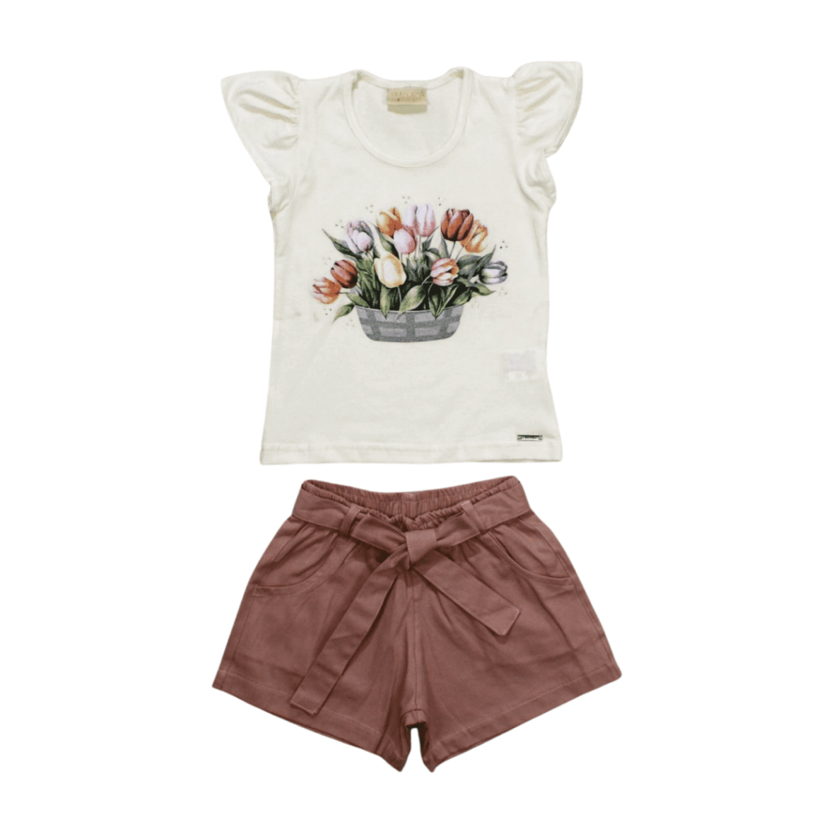 Conjunto Feminino Blusa Estampa Rosas e Shorts Tecido 385727 – Vrasalon