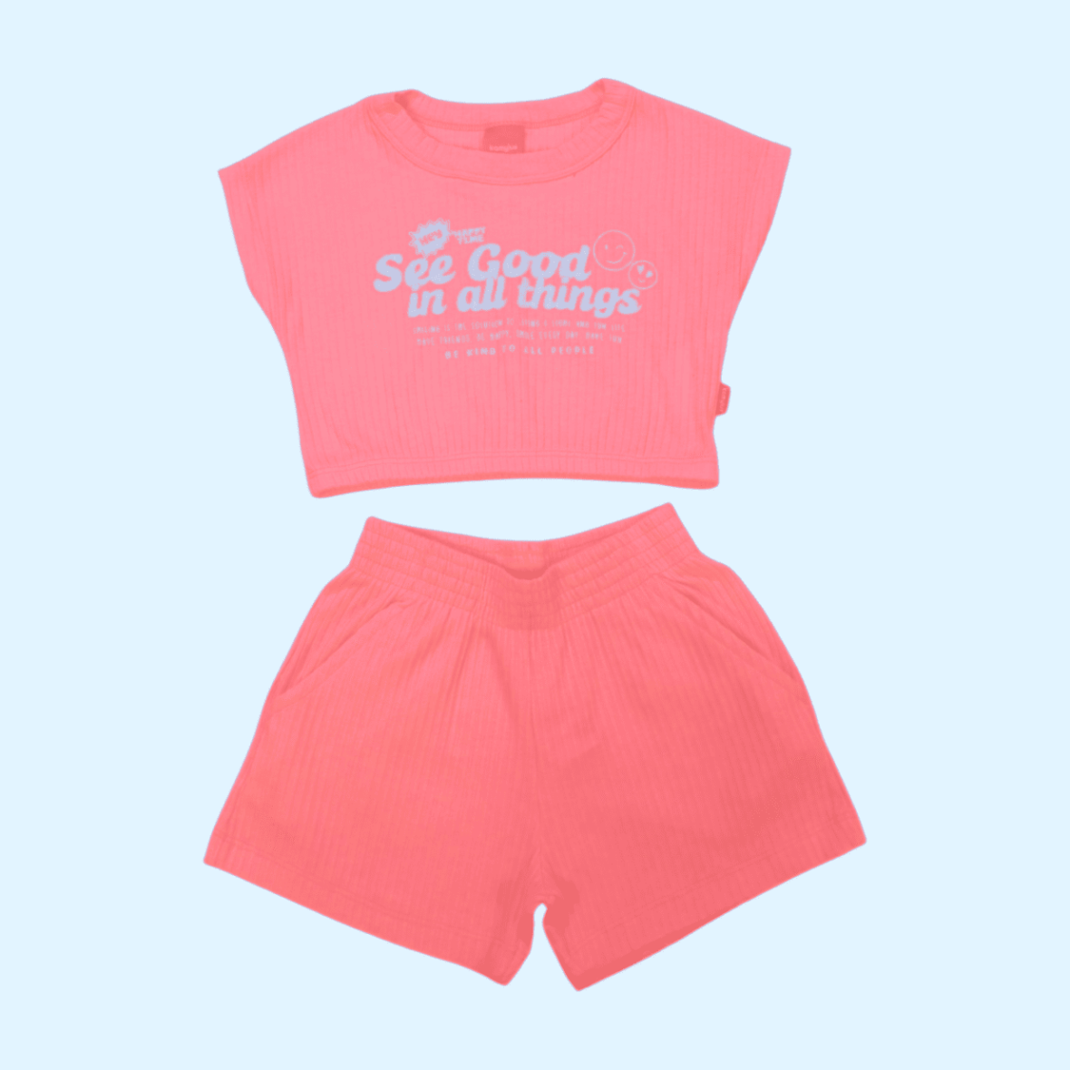 Conjunto Feminino Blusa estampa Trings e Shorts Canelado 57061 – Kamylus