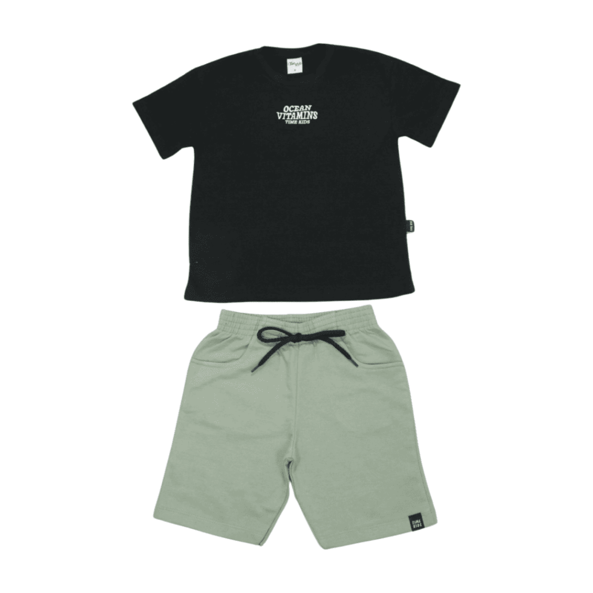 Conjunto Masculino Camiseta Estampa Ocean e Bermuda Moletinho 8874 – Time Kids