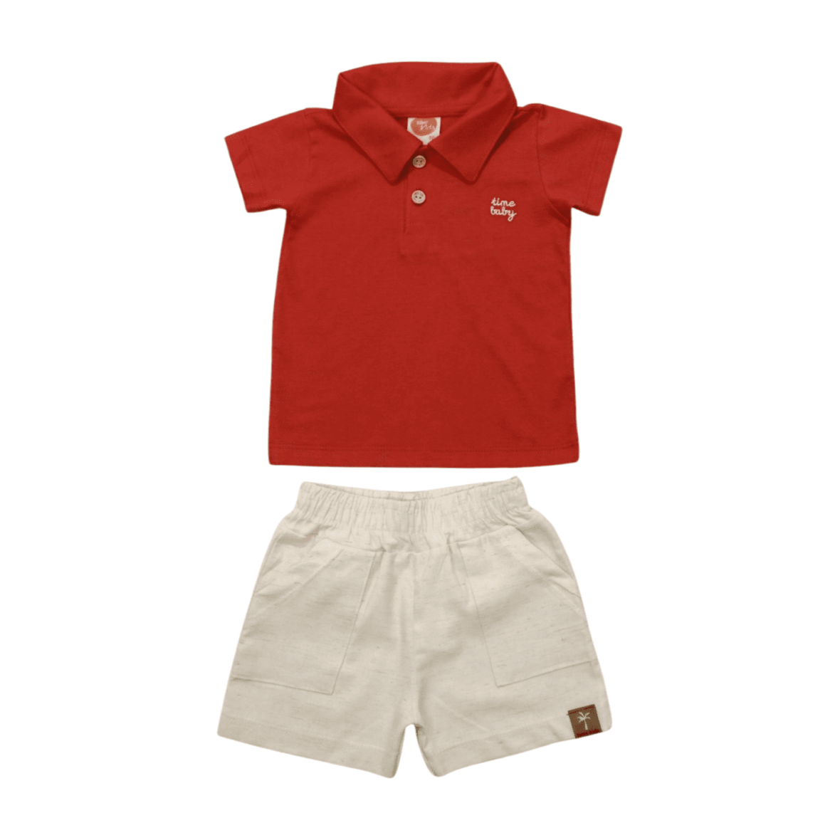 Conjunto Masculino Polo Bordada e Bermuda Tecido 8841 – Time Kids