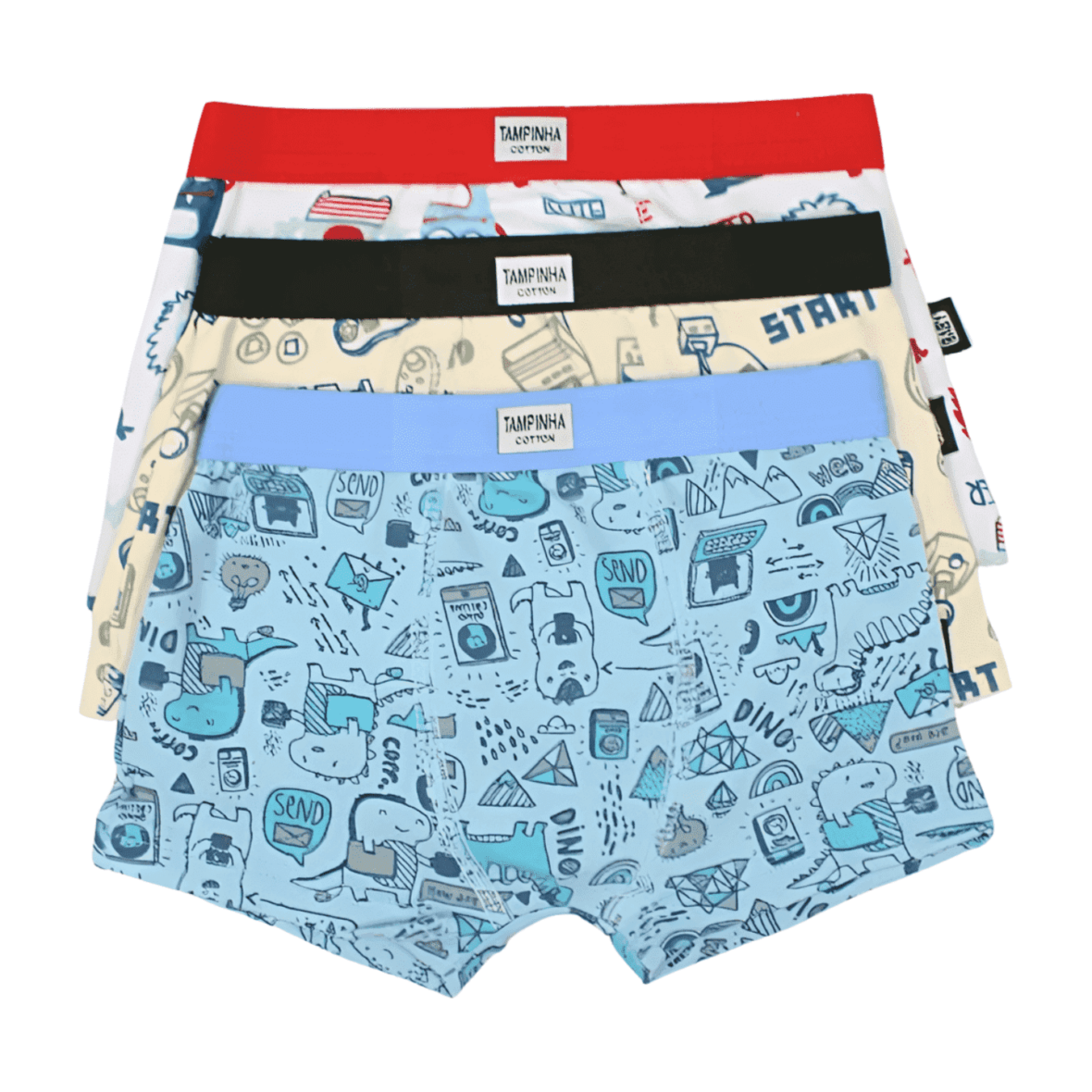 Kit Cueca Boxer Estampada 3963 3 Peças – Tampinha