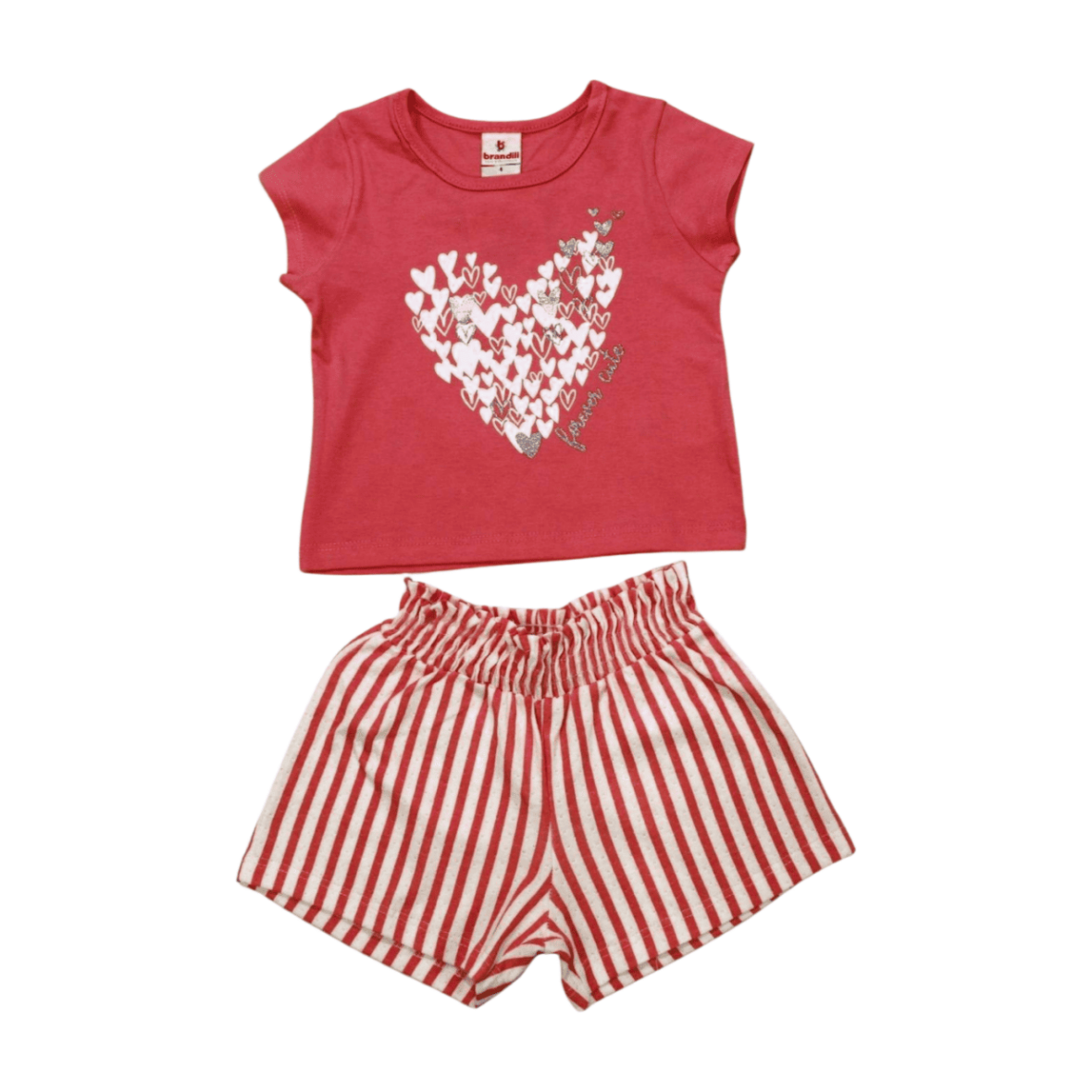 Conjunto Feminino Blusa e Shorts Maquinetado Listrado 26330 – Brandili