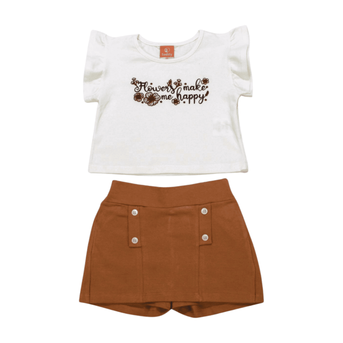 Conjunto Feminino Blusa Estampa Happy e Shorts 17536 – Teddy