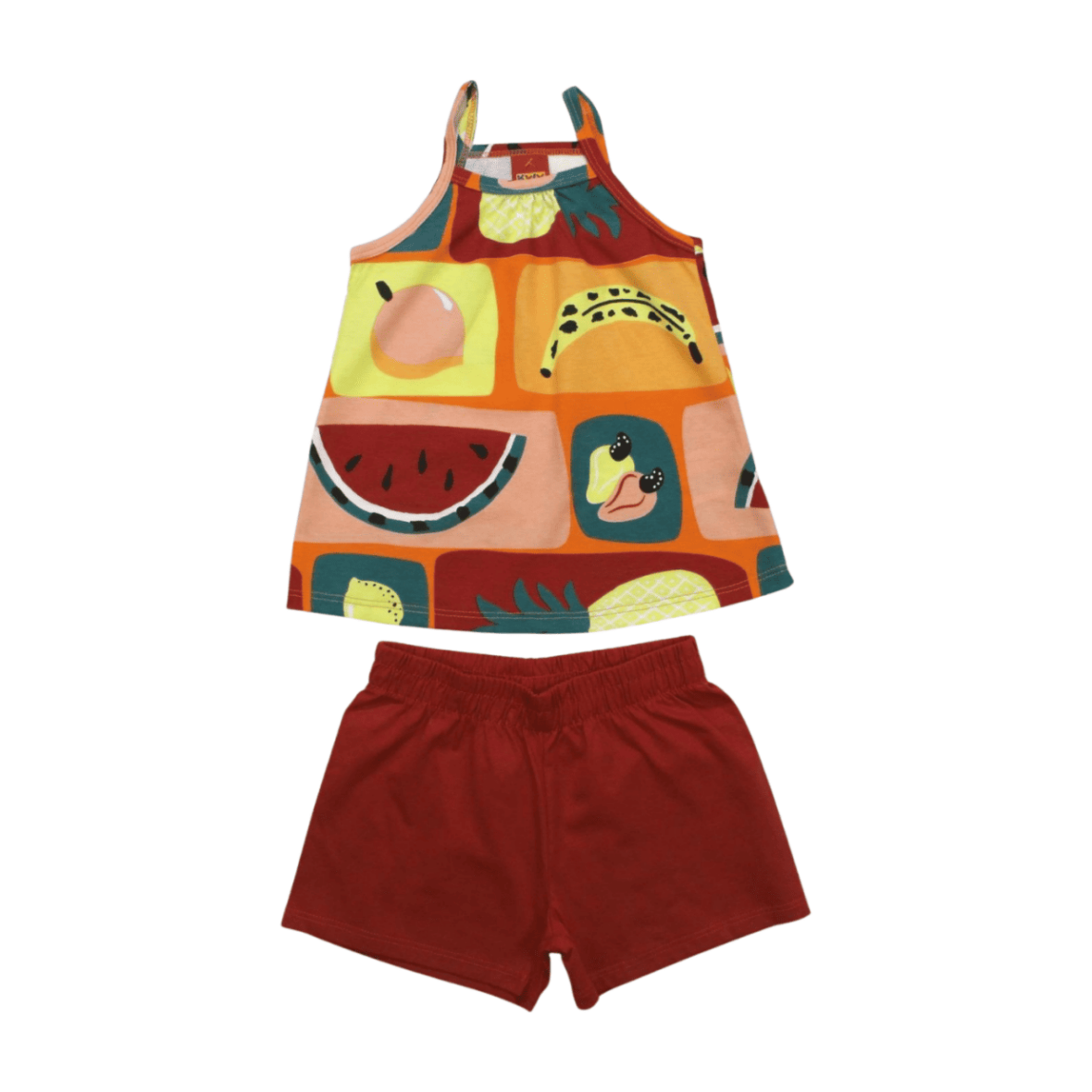 Conjunto Feminino Blusa Alça Estampada Frutas e Shorts 1000229 – Kyly