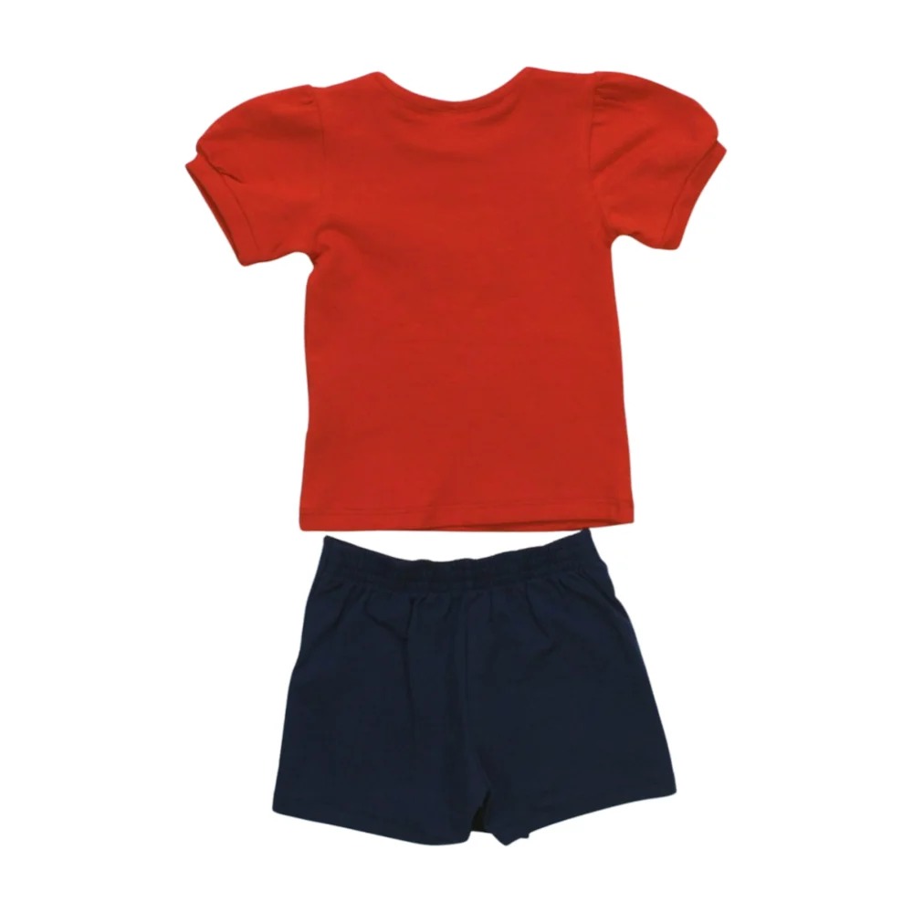 Conjunto Feminino Blusa Bordado Corações com Lantejoulas e Shorts Saia 17532 – Teddy