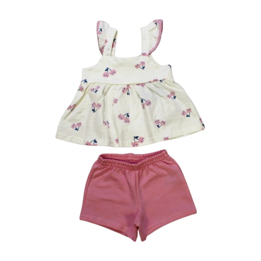 Conjunto Feminino Blusa Estampa Cereja e Shorts 46145 – Alakazoo