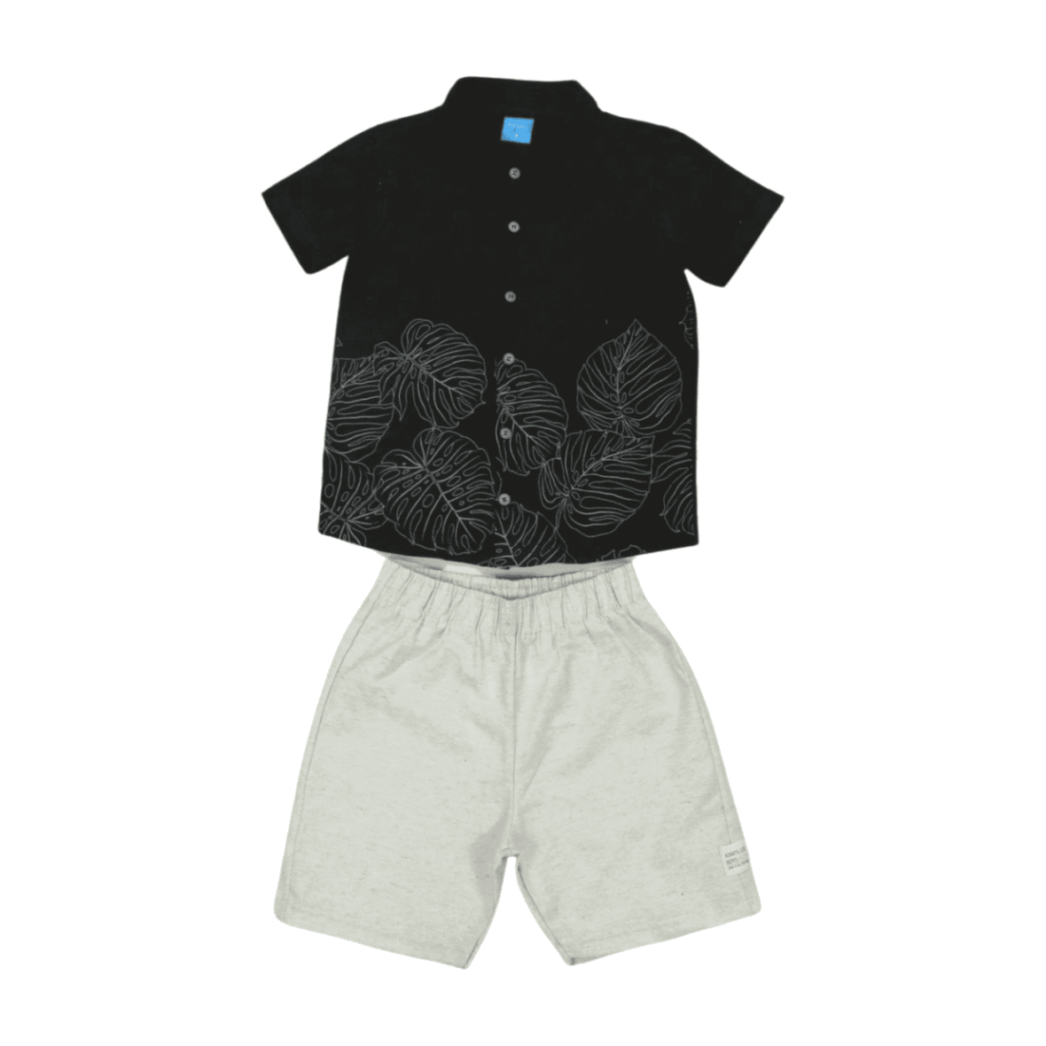 Conjunto Masculino Camisa Estampa Folhas e Bermuda Tecido 47015 – Kamylus