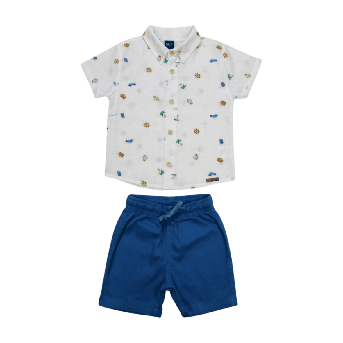 Conjunto Masculino Camisa Estampada Carros e Bermuda Sarja 4292 – Dila