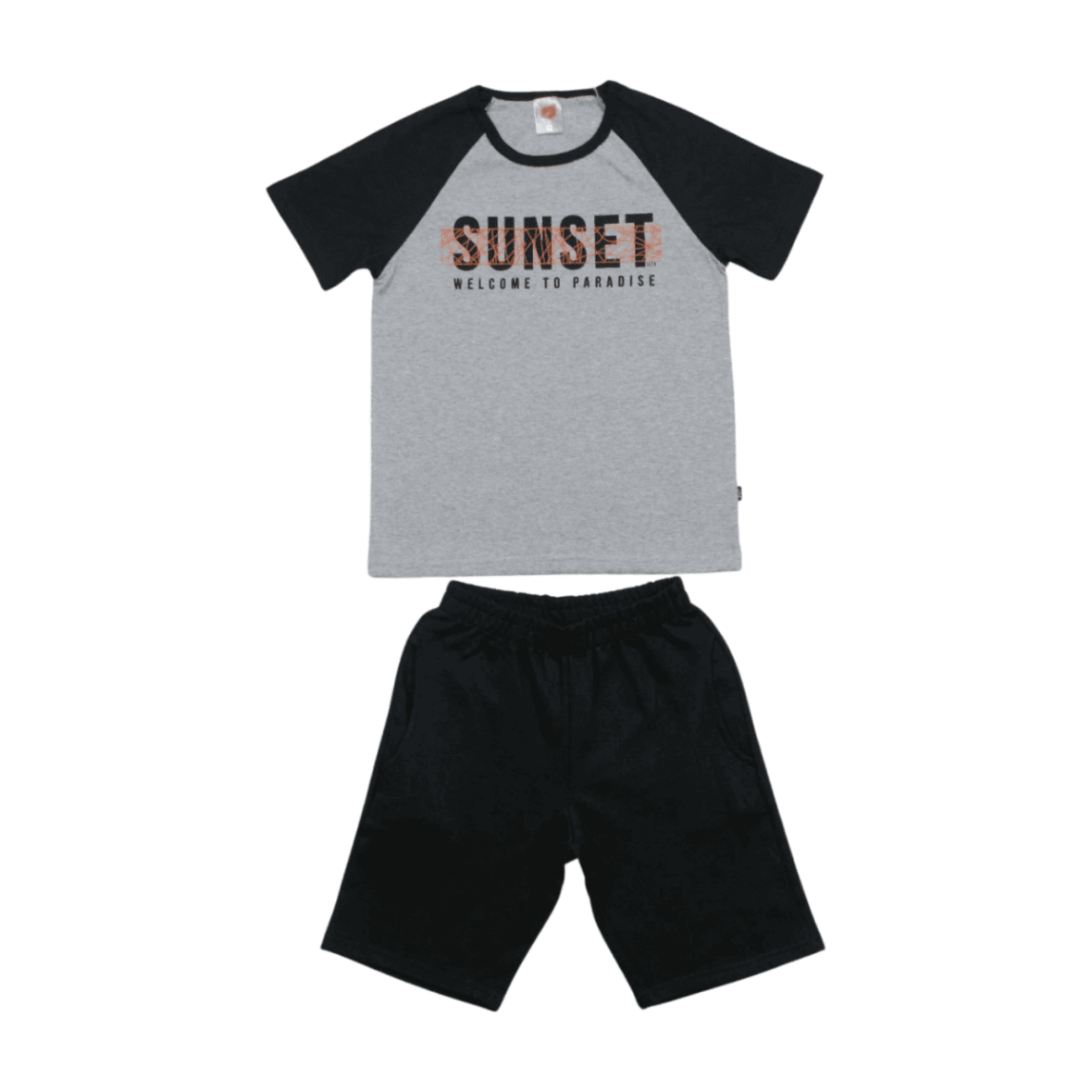 Conjunto Masculino Camiseta Estampa Sunset e Bermuda Moletinho 07923 – Soletex