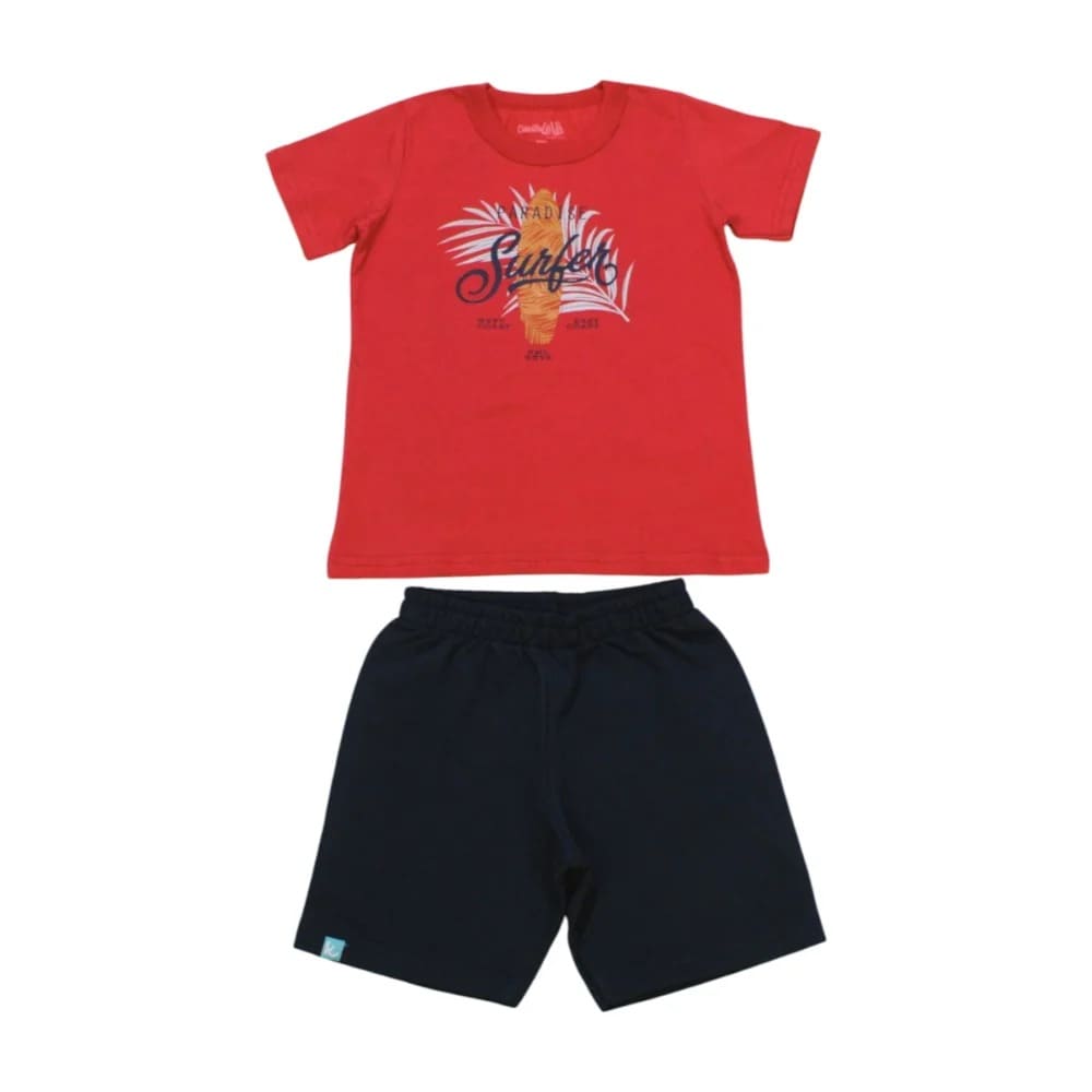 Conjunto Masculino Camiseta Estampada Surfer e Bermuda Moletinho 43714 – Kamylus