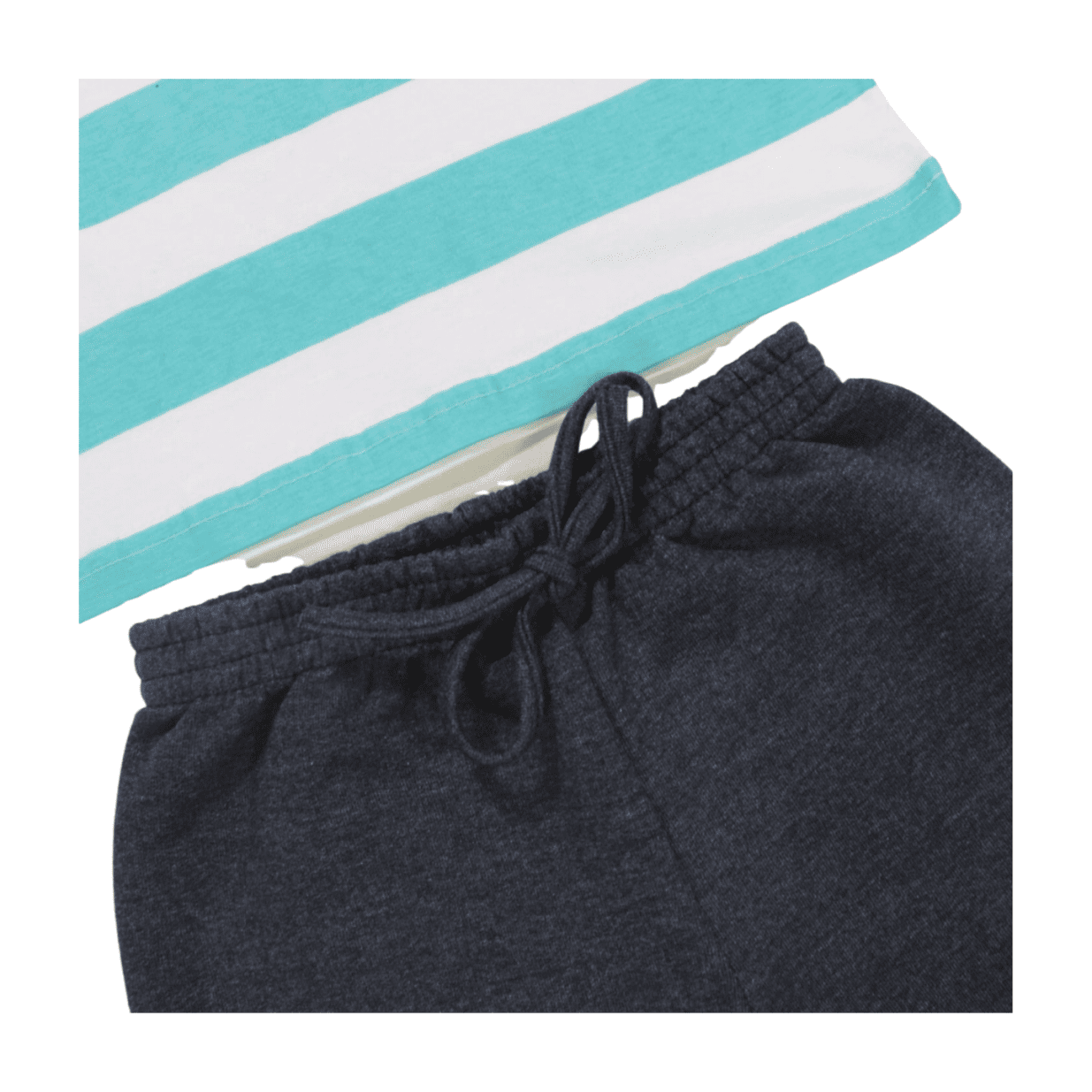 Conjunto Masculino Camiseta Listrada e Bermuda Moletinho 43702 - Kamylus