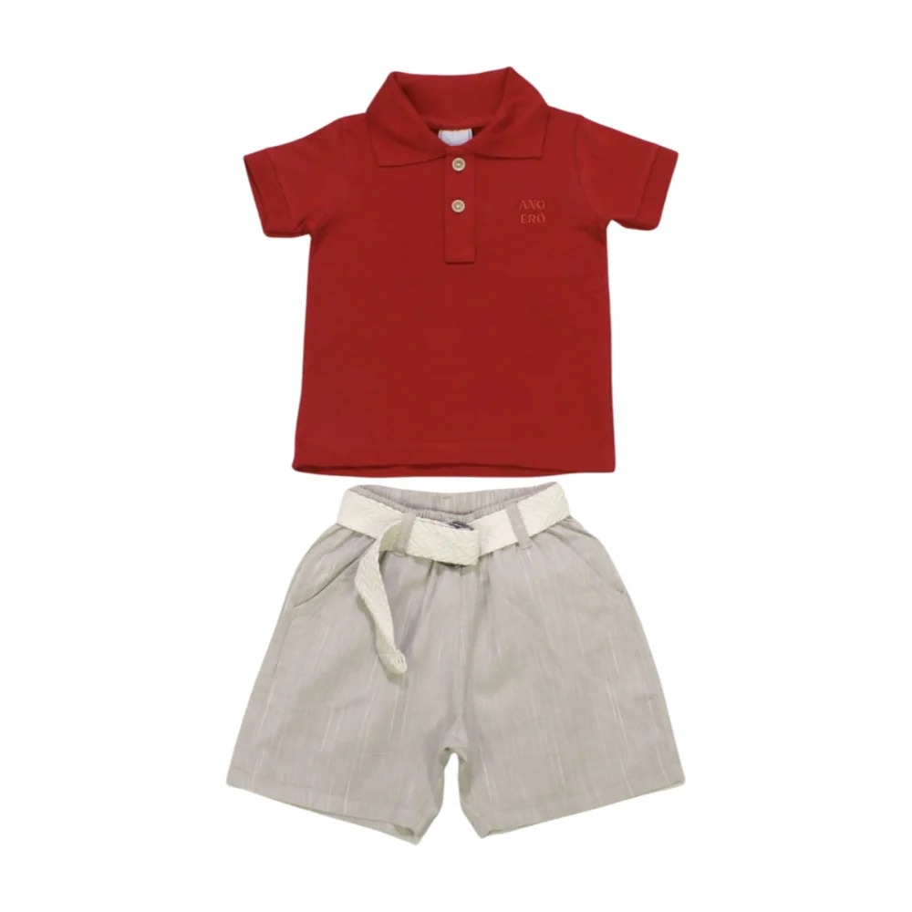 Conjunto Masculino Polo e Bermuda Tecido com Cinto 28691 – Angerô