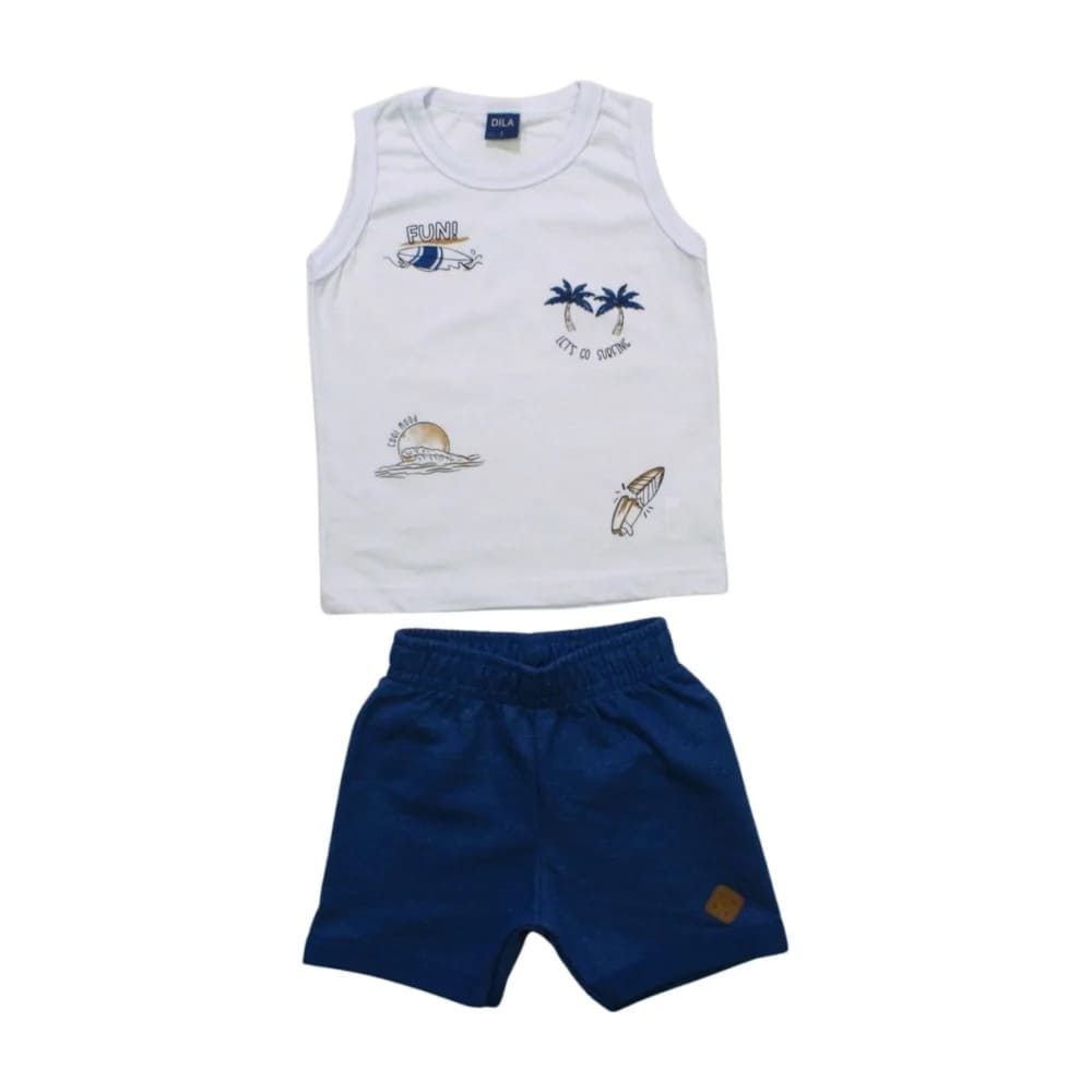 Conjunto Masculino Regata Estampa Coqueiros e Bermuda Moletinho 4315 – Dila
