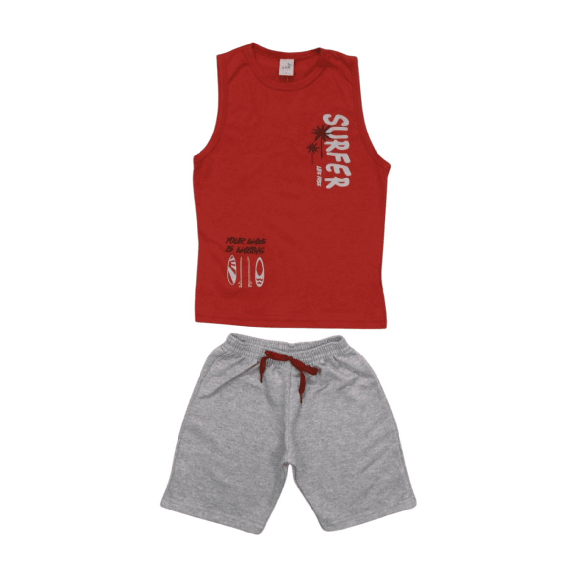 Conjunto Masculino Regata Estampa Surfer e Bermuda Moletinho 24866 – Leb