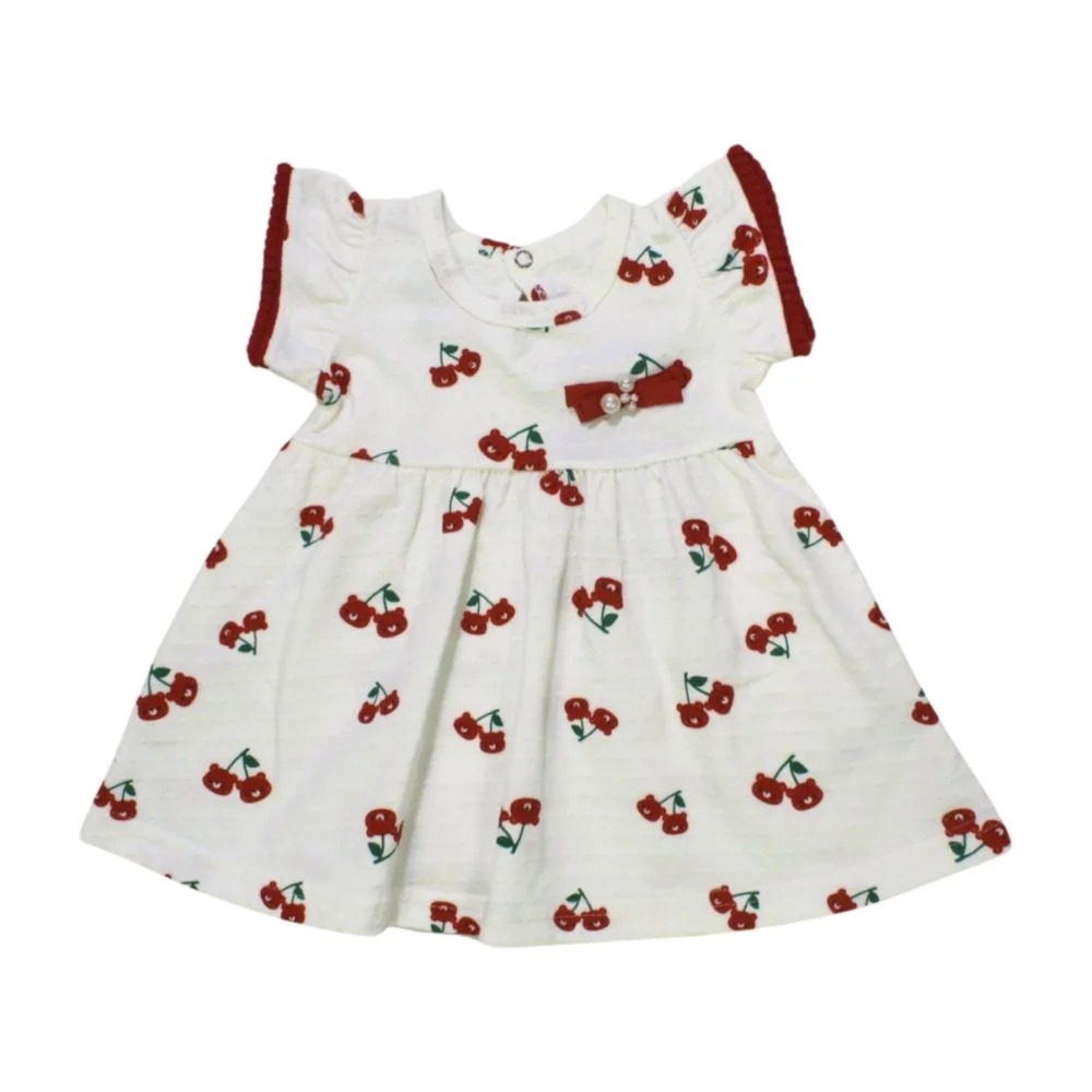 Vestido Manga Curta Estampa Cerejas 46140 – Alakazoo