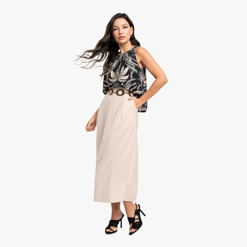 Blusa Cavada em Tecido Plano Estampada 73195 – Cereja Rosa
