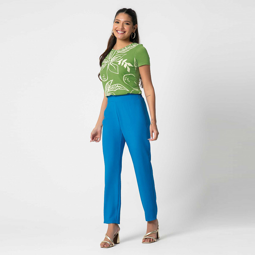 Blusa Manga Curta Estampa Folhas H32183 – Habana